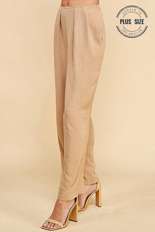 CSP9082P. PLUS STRAIGHT LEG ANKLE LENGTH TEXTURE LONG PANTS: Black / 3X