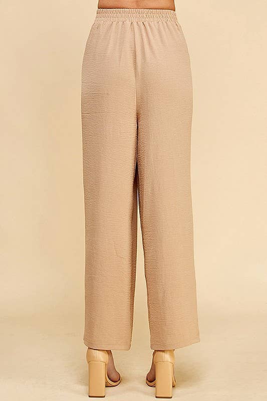 WOMEN STRAIGHT LEG ANKLE LENGTH TEXTURE LONG PANTS: Black / S