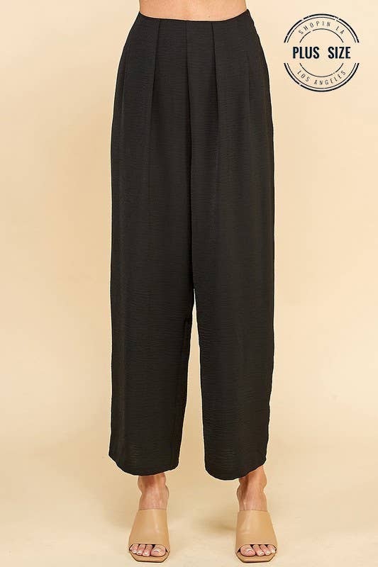 CSP9082P. PLUS STRAIGHT LEG ANKLE LENGTH TEXTURE LONG PANTS: Black / 3X