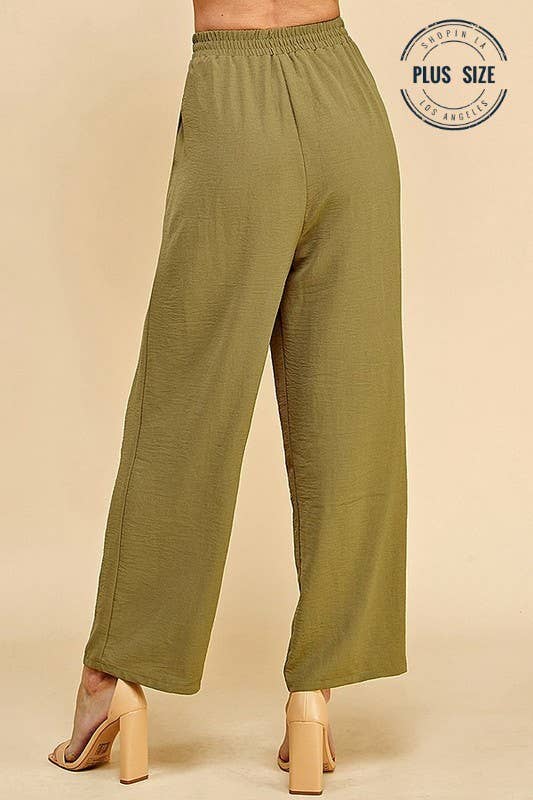 CSP9082P. PLUS STRAIGHT LEG ANKLE LENGTH TEXTURE LONG PANTS: Black / 3X