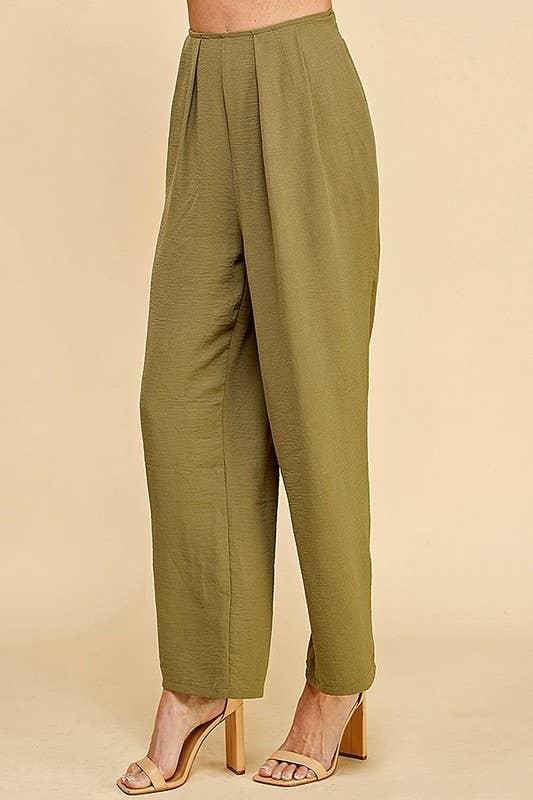 WOMEN STRAIGHT LEG ANKLE LENGTH TEXTURE LONG PANTS: Black / L