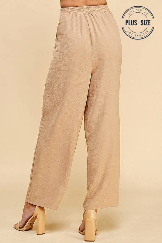 CSP9082P. PLUS STRAIGHT LEG ANKLE LENGTH TEXTURE LONG PANTS: Black / 3X