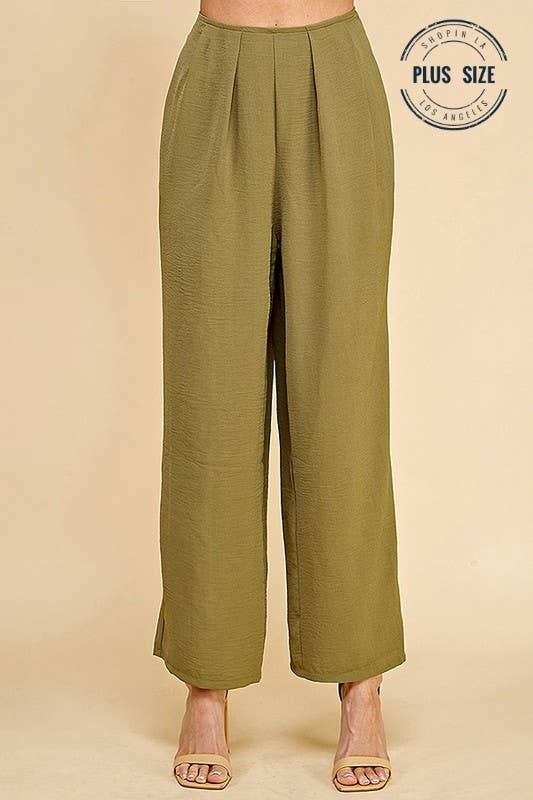 CSP9082P. PLUS STRAIGHT LEG ANKLE LENGTH TEXTURE LONG PANTS: Black / 3X