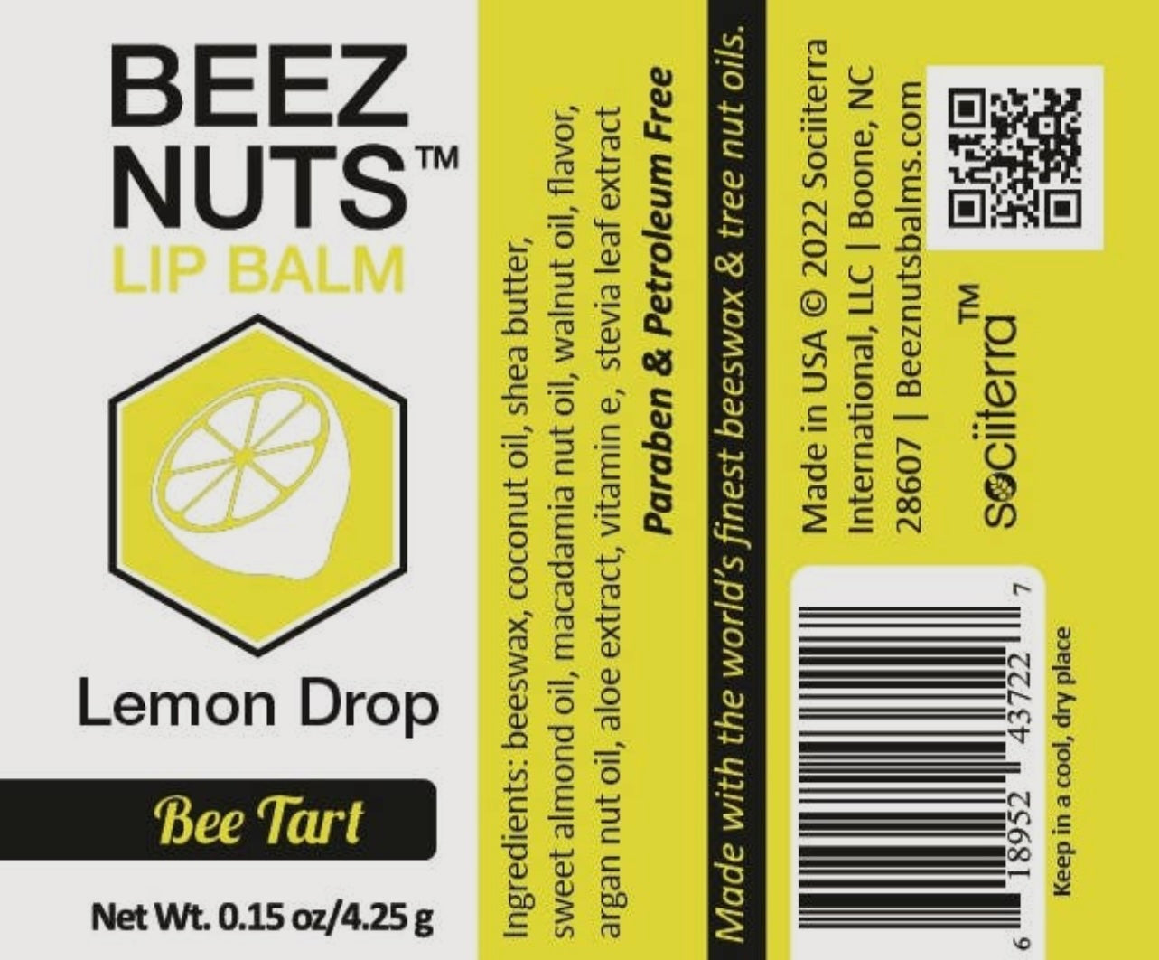 Beez Nuts Lip Balm- Lemon Drop