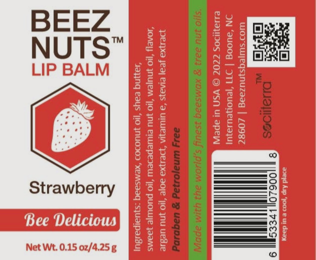 Beez Nuts Lip Balm- Strawberry