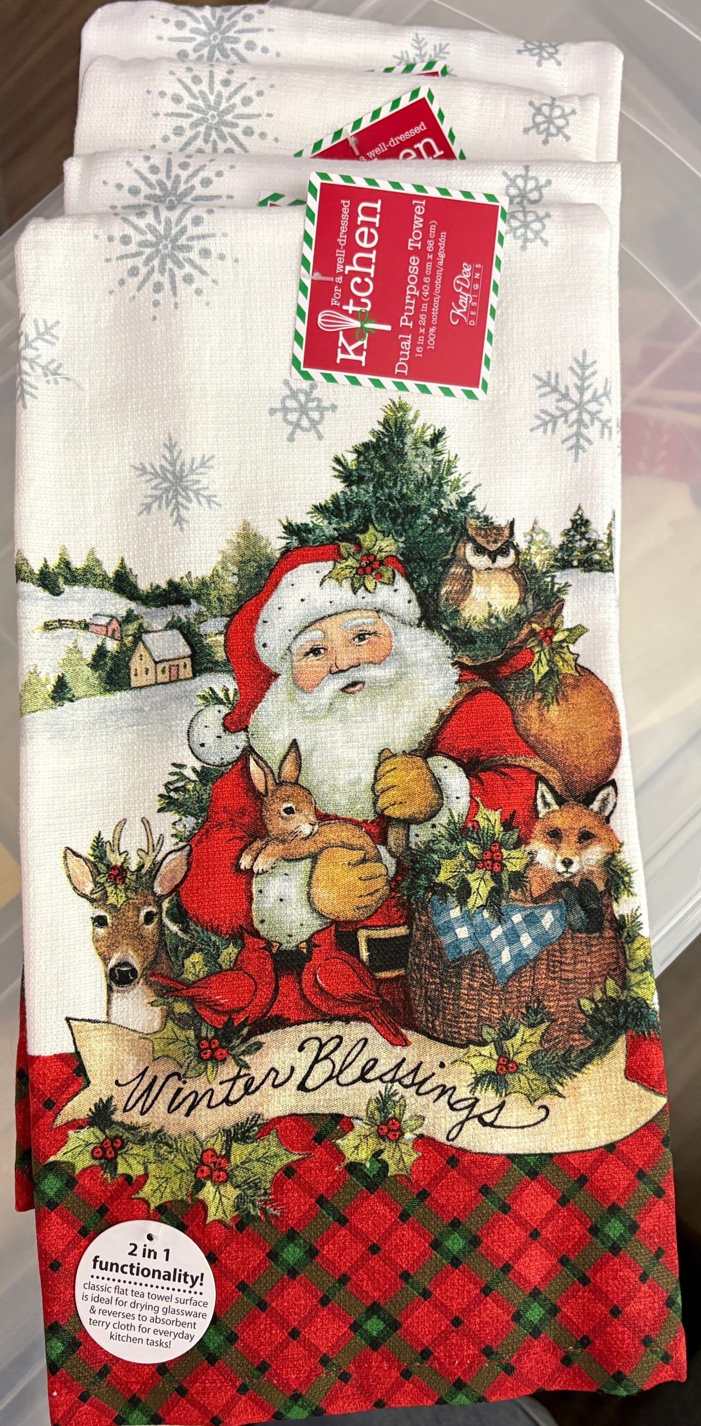 Updated- Winter Blessings Santa Kitchen Towel- $6 or 10/$50 (Mix & Match)