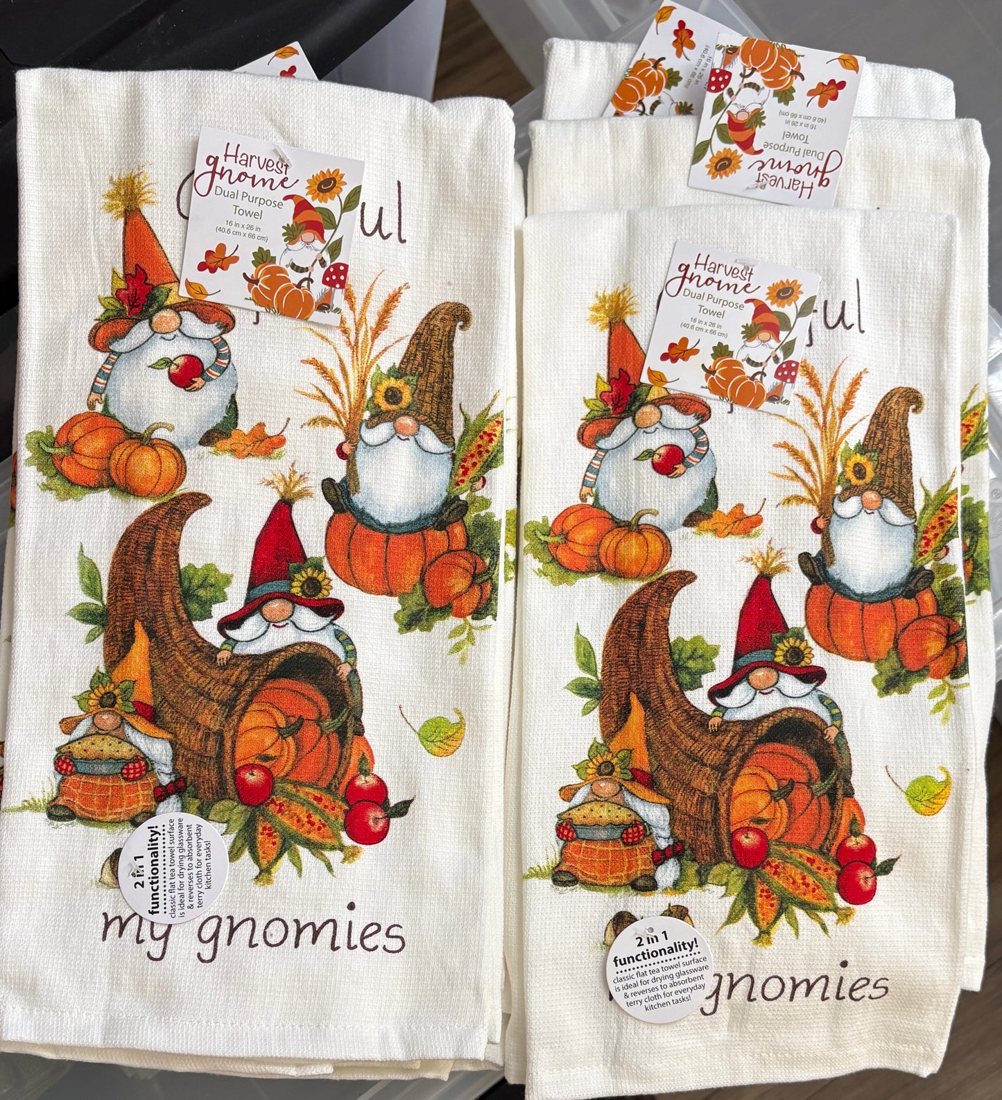 Updated- Grateful for My Gnomies Kitchen Towel- $6 or 10/$50 (Mix & Match)