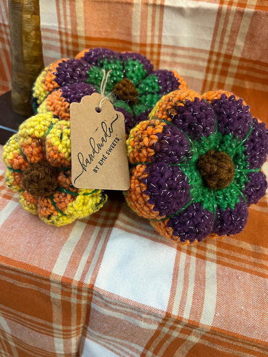 Halloween color Crocheted Pumpkins (set of 3)