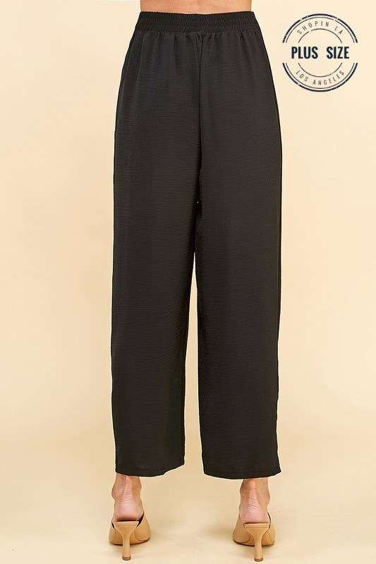 CSP9082P. PLUS STRAIGHT LEG ANKLE LENGTH TEXTURE LONG PANTS: Black / 3X
