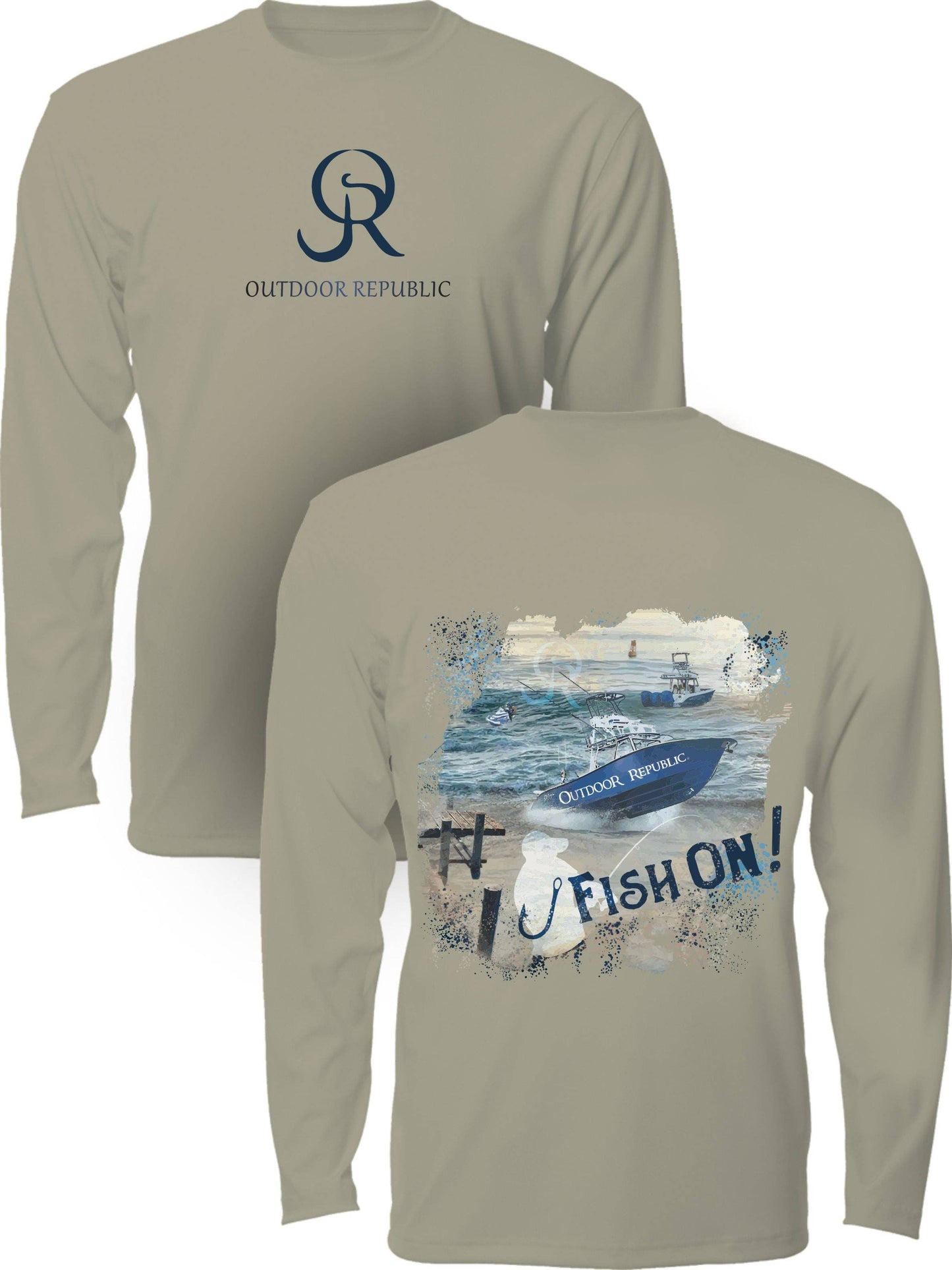 Fish On- UPF Performance Shirt (Unisex): Athletic Grey / Large