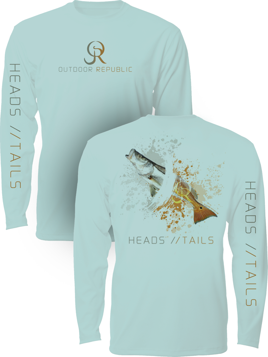 Heads/Tails Full - UPF Performance Shirt (unisex): Arctic Blue / LARGE