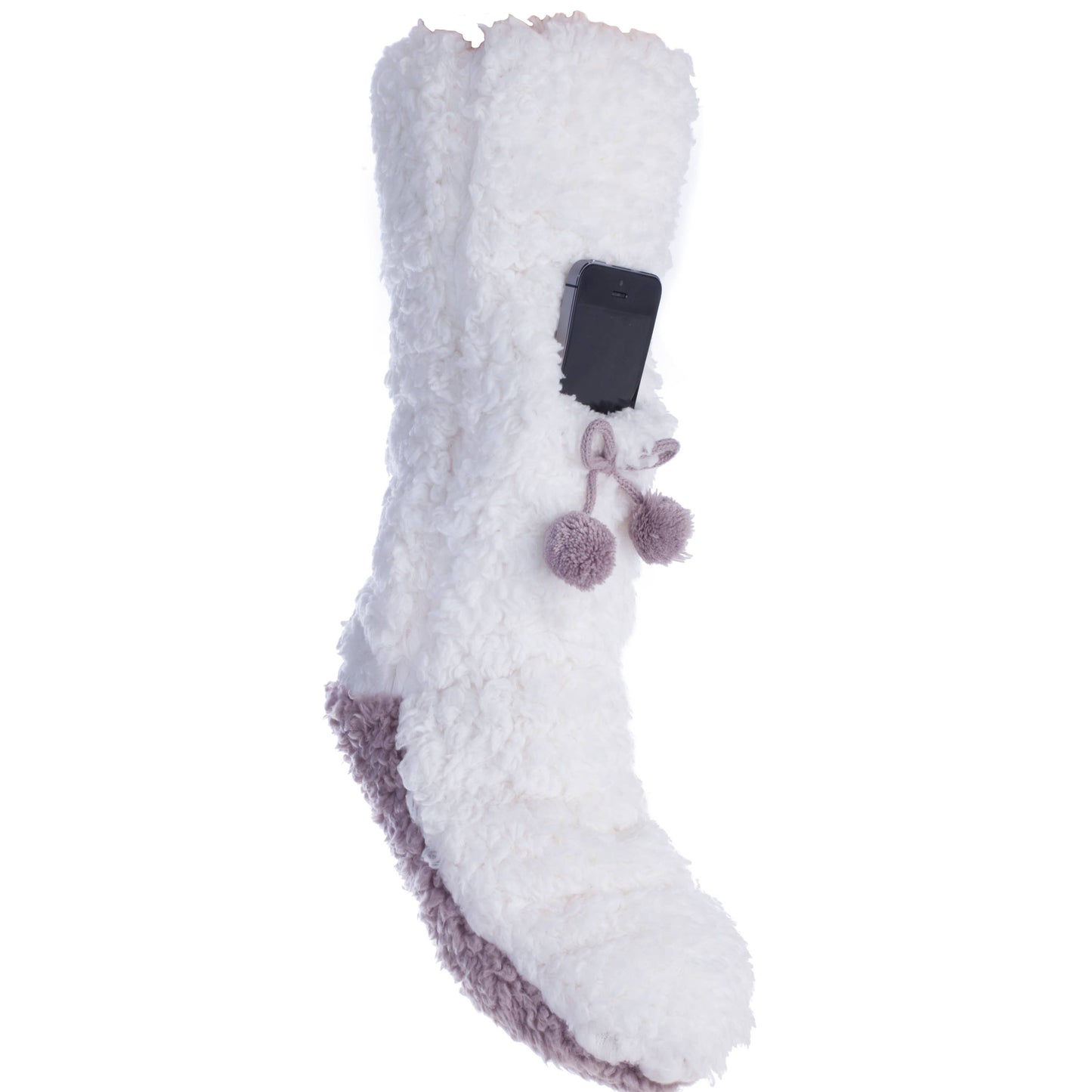 Charcoal Grey Size Large/XL Fuzzy Slipper Sock | Lavender