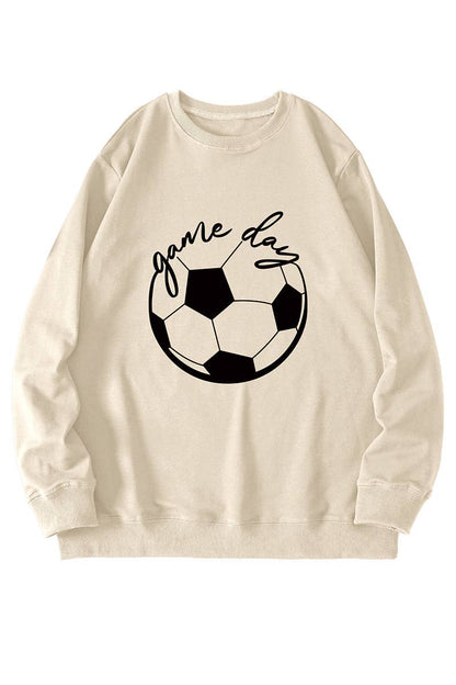 WOMEN GAME DAY SOCCER PRINTING LONG SLEEVE TEE: White / (L)