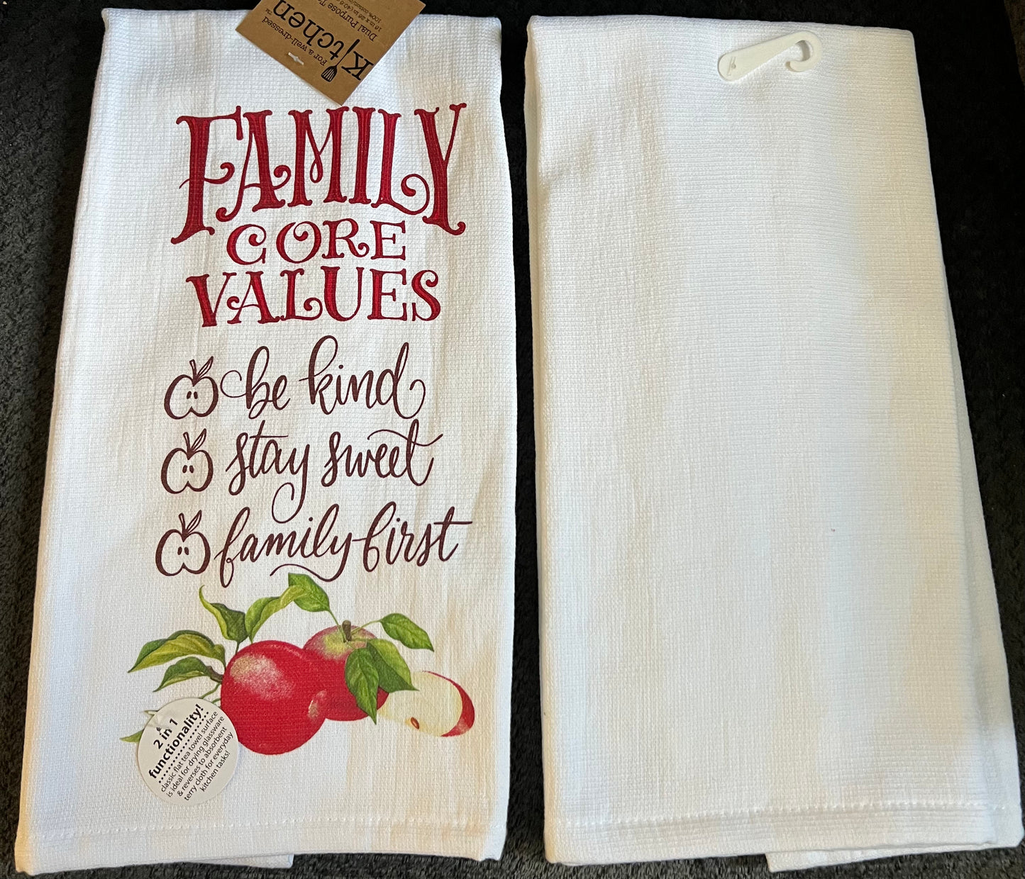 Family Values kitchen towel- $10 or 3/$25 (mix and match)