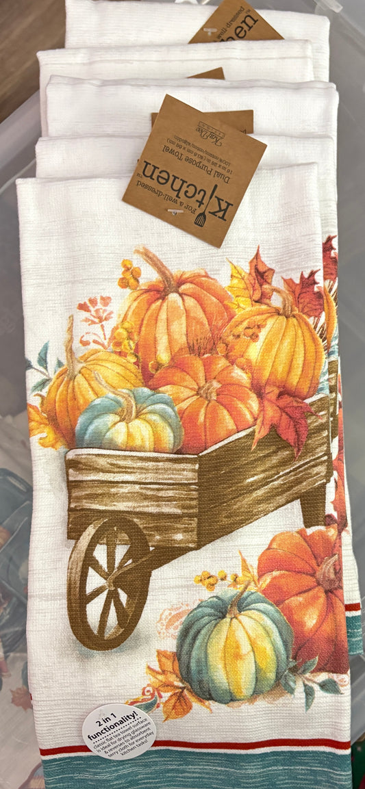 Updated- Autumn Wheelbarrow Kitchen Towel- $6 or 10/$50 (Mix & Match)