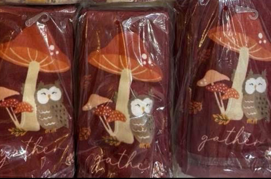 Mushroom/ Owl kitchen towel- $10 or 3/$25 (mix and match)