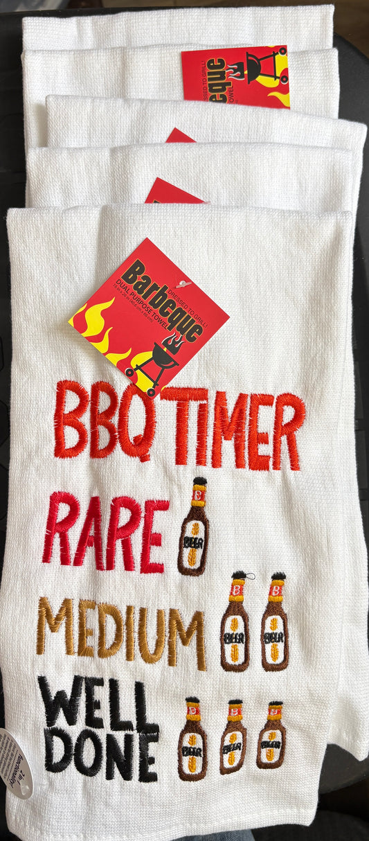 Updated- BBQ Timer Kitchen Towel- $6 or 10/$50 (Mix & Match)