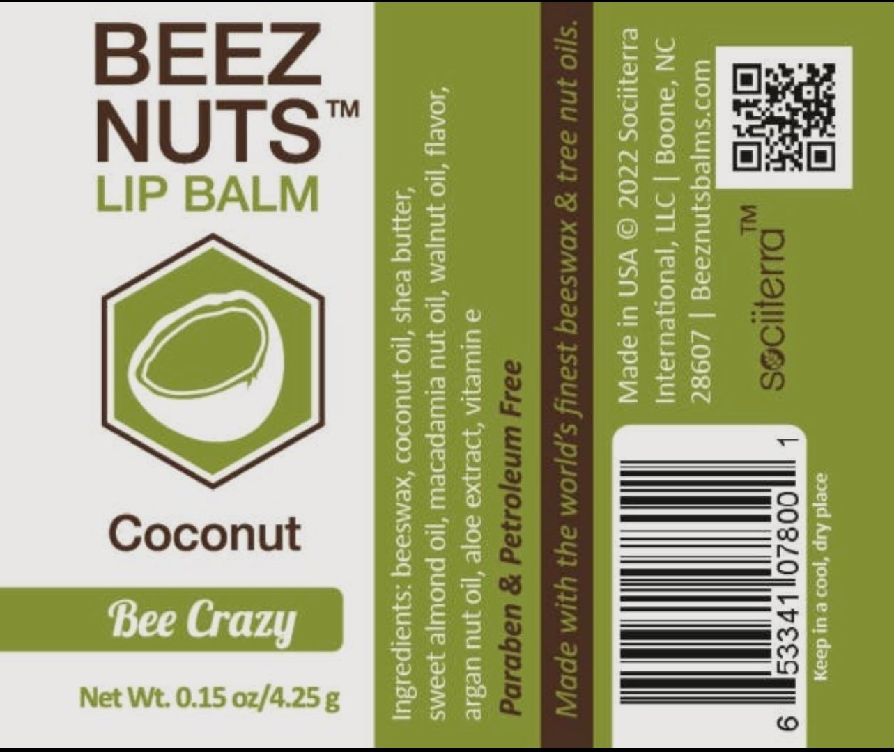 Beez Nuts Lip Balm- Coconut