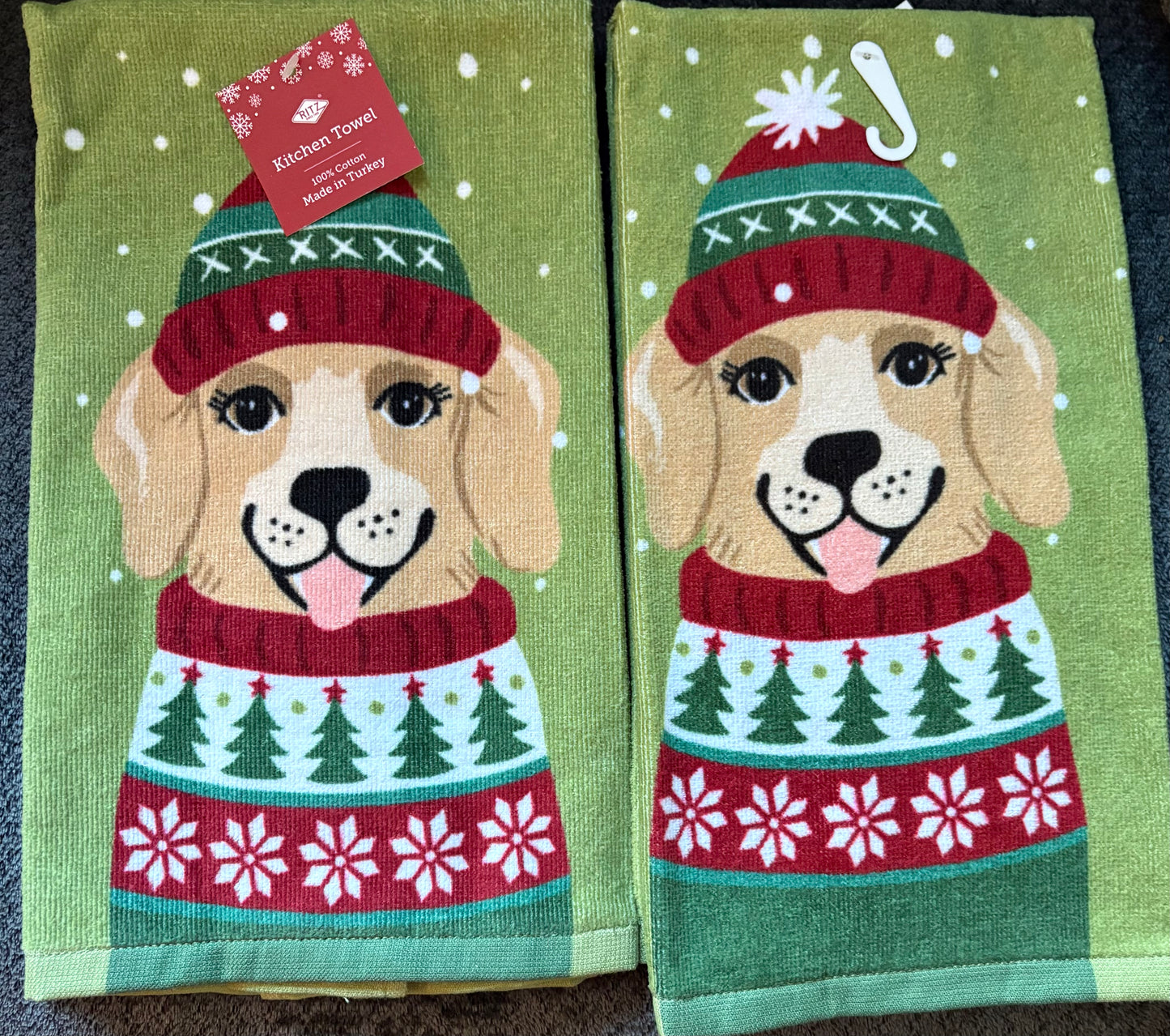 Winter Dog Kitchen Towel- $10 or 3/$25 (mix and match)