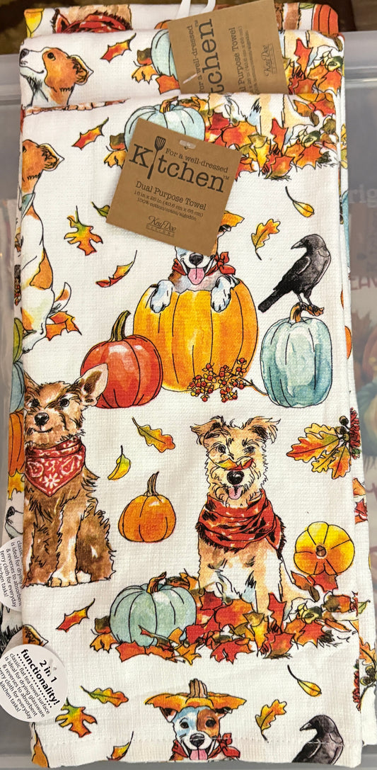 Updated- Autumn Dogs/ Pumpkins Kitchen Towel- $6 or 10/$50 (Mix & Match)