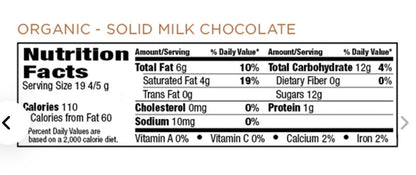 Organic Solid Milk Chocolate Mini Bars, 0.7 oz