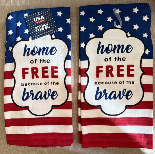 New- Home of the Free Kitchen Towel- $6 or 10/$50 (Mix & Match)