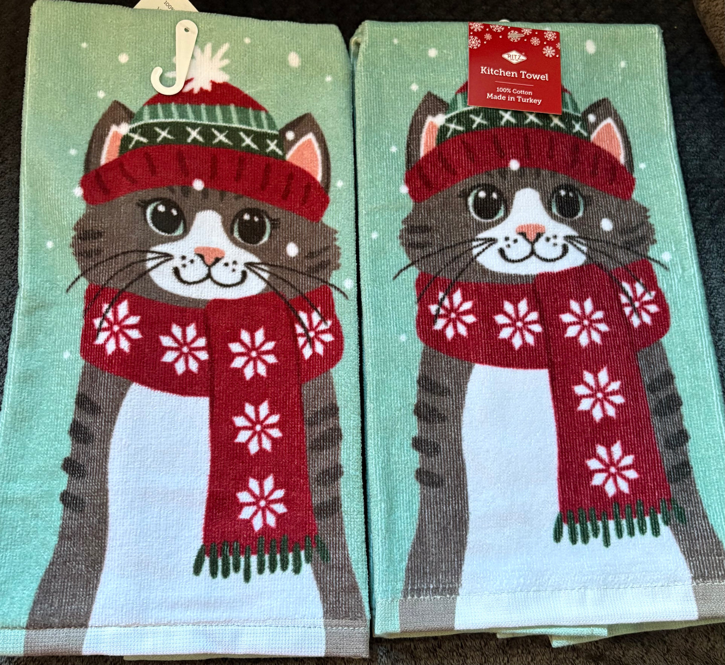 Winter Cat kitchen towel- $10 or 3/$25 (mix and match)