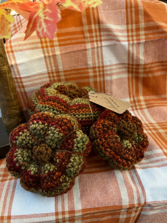 Rustic Crochet Pumpkins (set of 3)