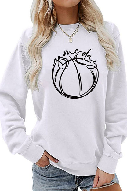 WOMEN GAME DAY PRINTING PULLOVER TEE T SHIRTS: White / (M)