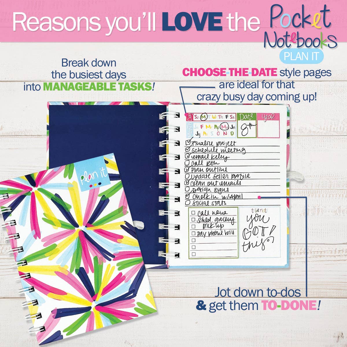 Pocket Notebooks | List, Plan, Doodle | Plan It - Poppin' Pinwheels