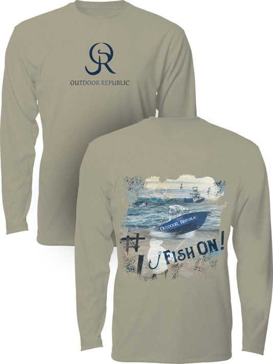 Fish On- UPF Performance Shirt (Unisex): Athletic Grey / 2X-Large